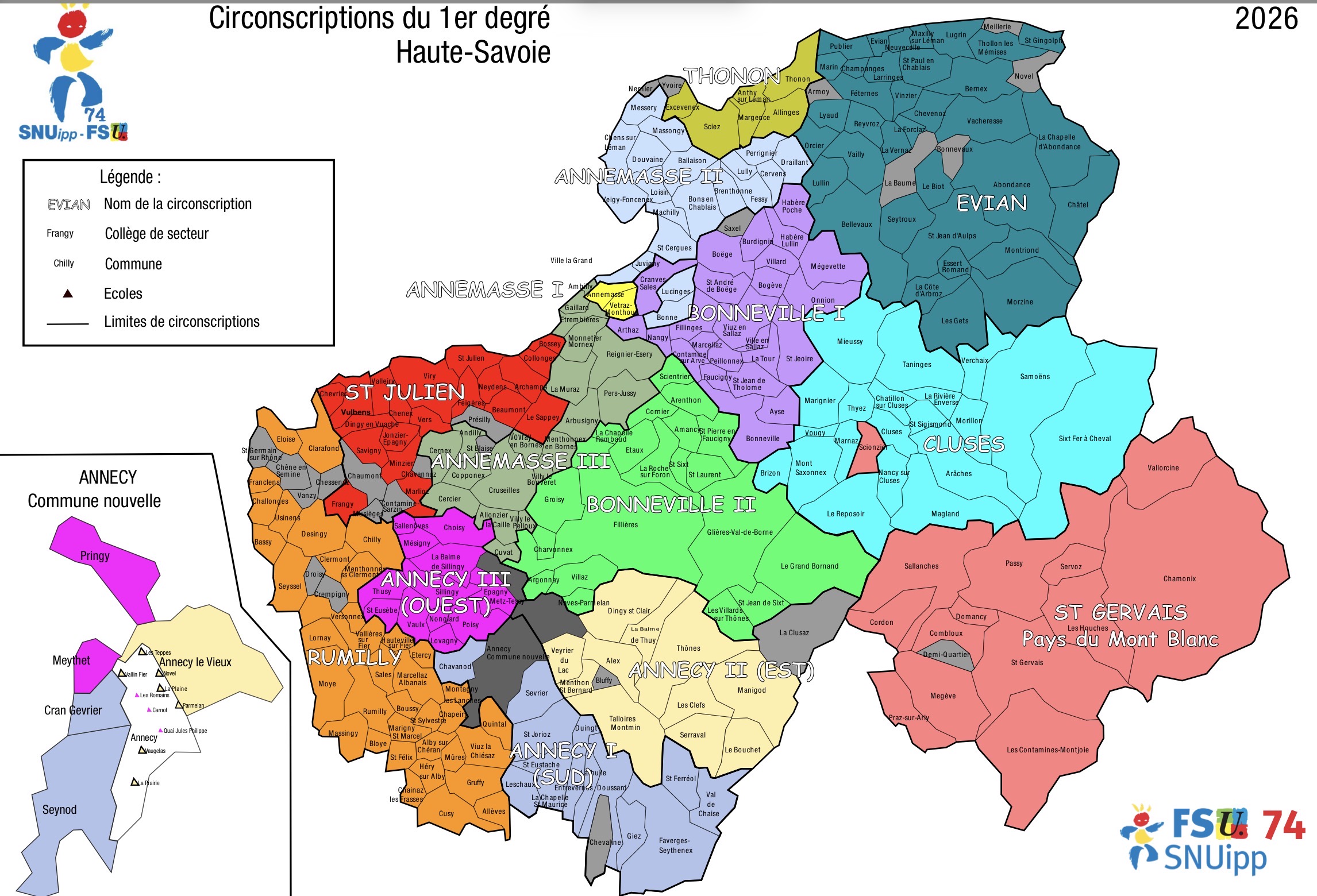 Carte des circonscriptions rentrée 2026